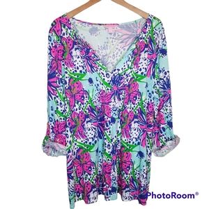 Lilly Pulitzer Pink and Blue Floral Tunic
